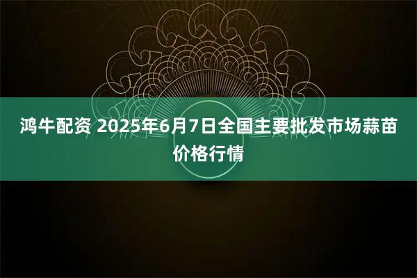 鸿牛配资 2025年6月7日全国主要批发市场蒜苗价格行情