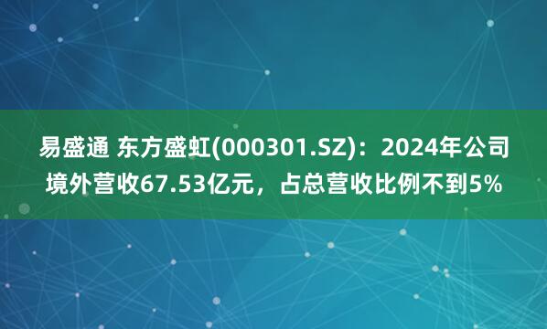 易盛通 东方盛虹(000301.SZ)：2024年公司境外营收67.53亿元，占总营收比例不到5%